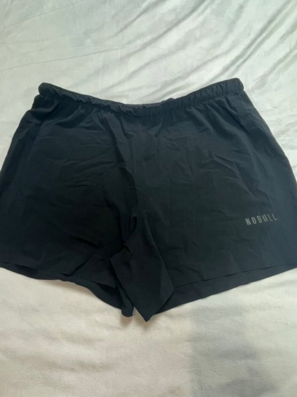 NOBULL Men's Activewear Ruched Drawstring Training Short, Black, Size L